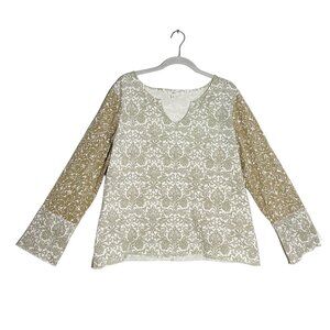 J.Jill Women's Paisley Floral Long Sleeve Pullover Top  - Sz XL
